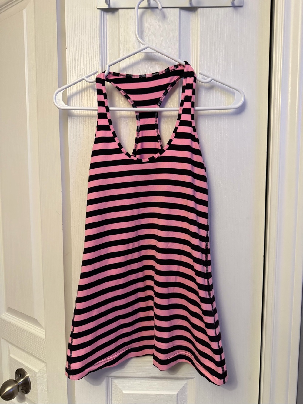 Women’s Pink and Black Striped Racerback Tank Top